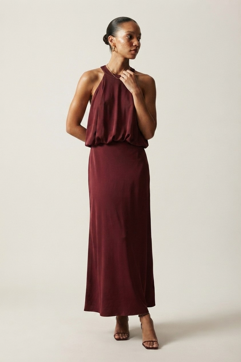 Sérénade Bow Back Halter Maxi Dress