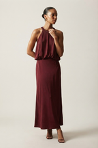 Sérénade Bow Back Halter Maxi Dress