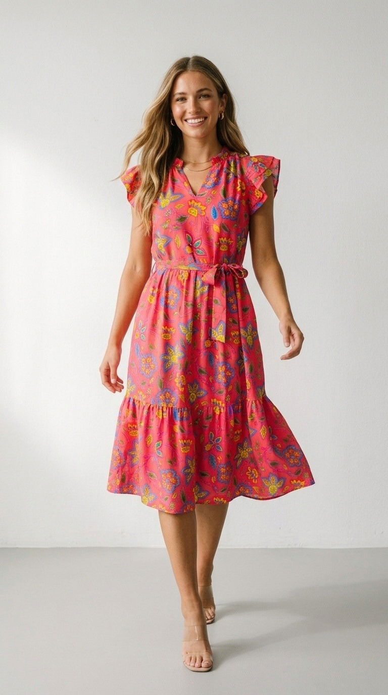 Corail Floral Tea Dress