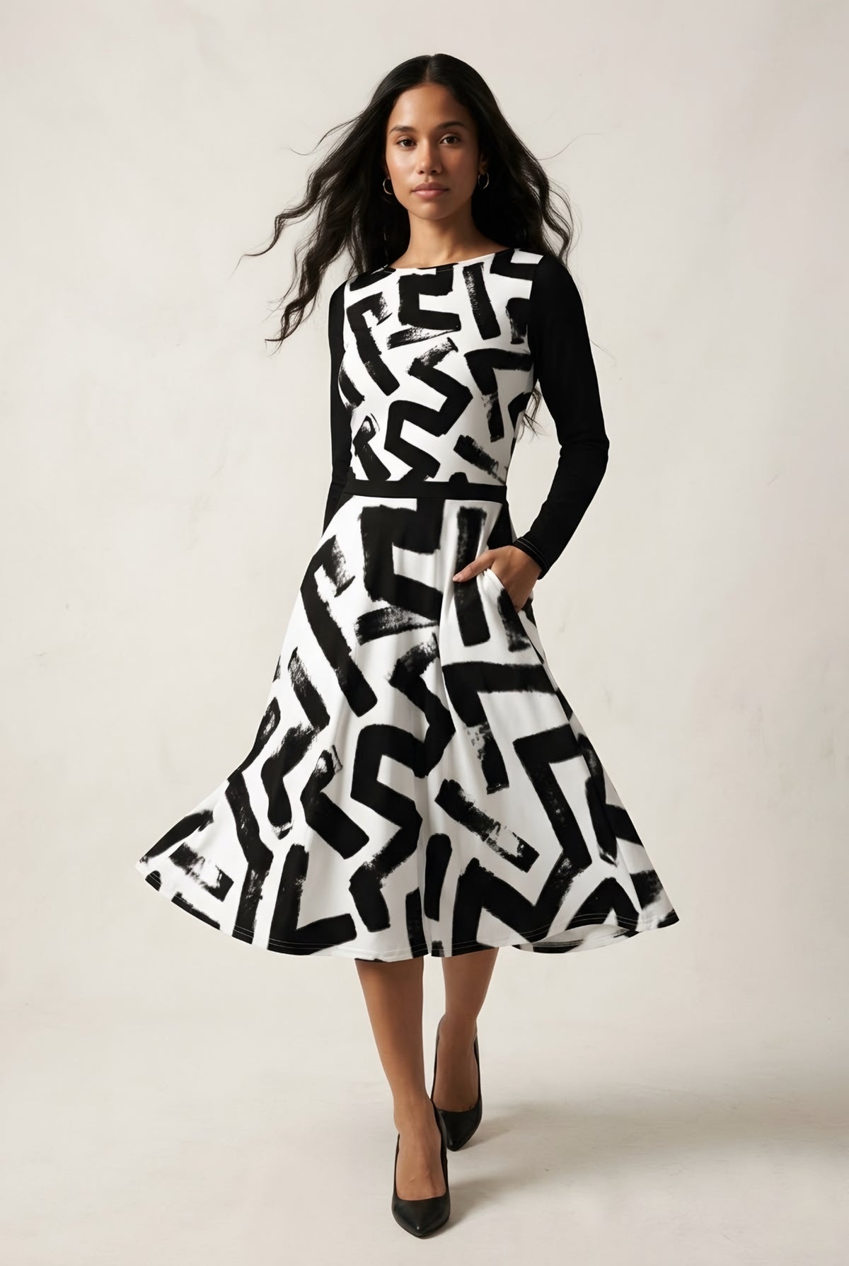 Éclat Zigzag Midi Dress
