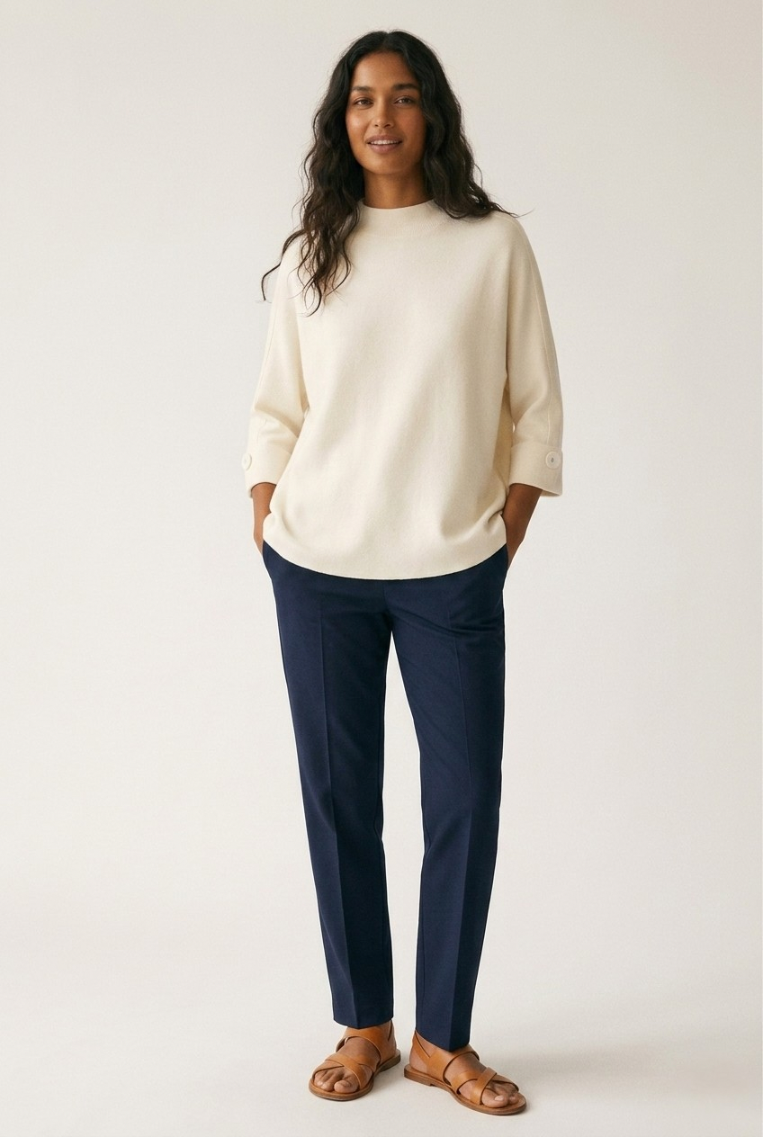 Nacelle Button Sleeve Knit Sweater