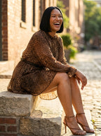 Fauve Leopard Chiffon Mini Dress