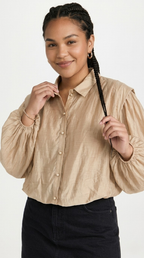 Soie Tencel Balloon Sleeve Blouse