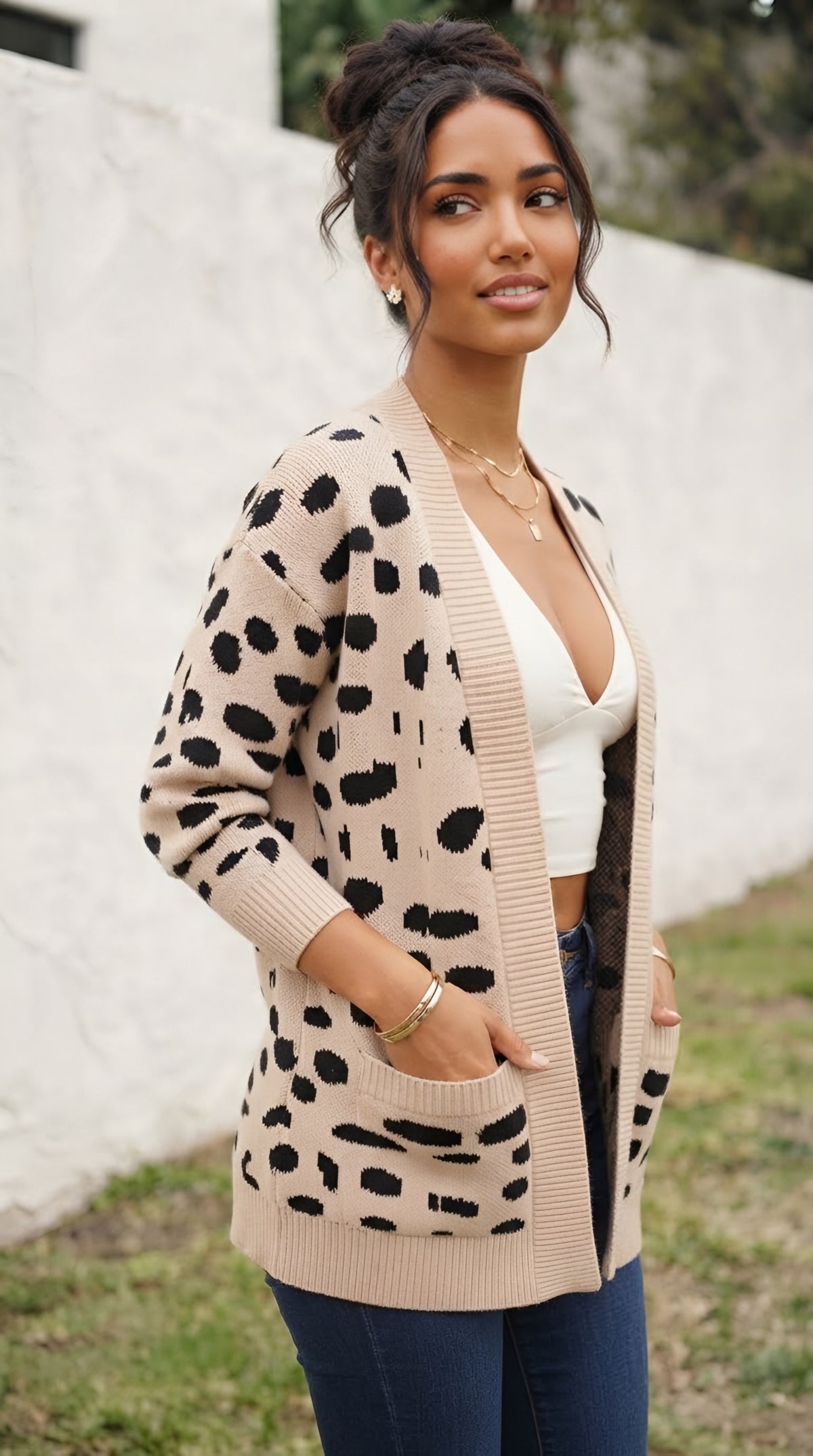 Tacheté Open Front Cardigan