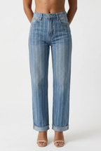 Vergure Stripe Wide Leg Jeans