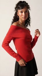 Bardot Ribbed Off Shoulder Sweater
