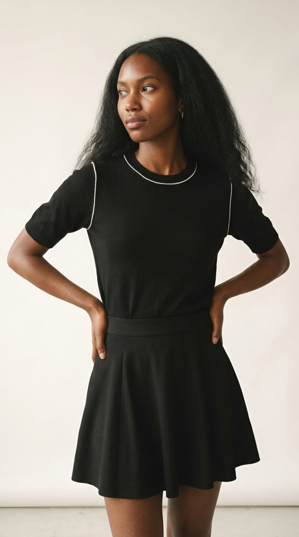 Nervuré Cap Sleeve Knit Sweater