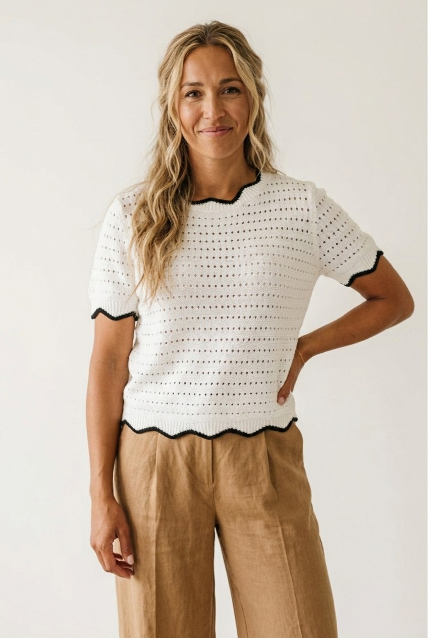 Œillet Contrast Trim Knit Top