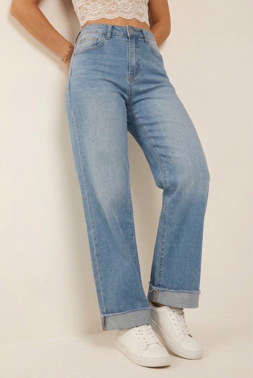 Solera Wide Leg Cuffed Jeans
