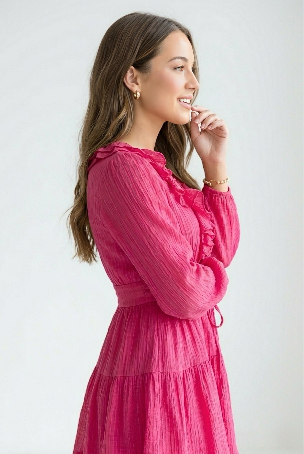 Framboise Ruffle Chiffon Mini Dress