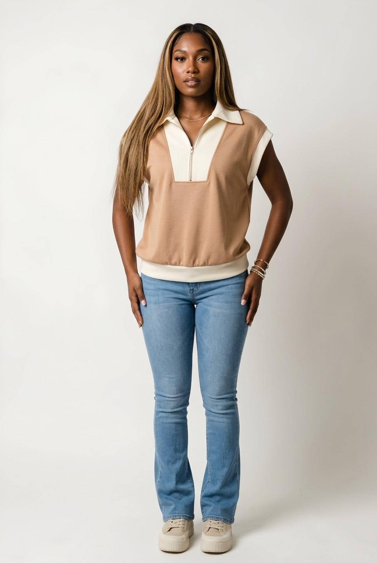 Cambre Colorblock Half Zip Top