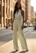 Lumine Metallic Halter Jumpsuit