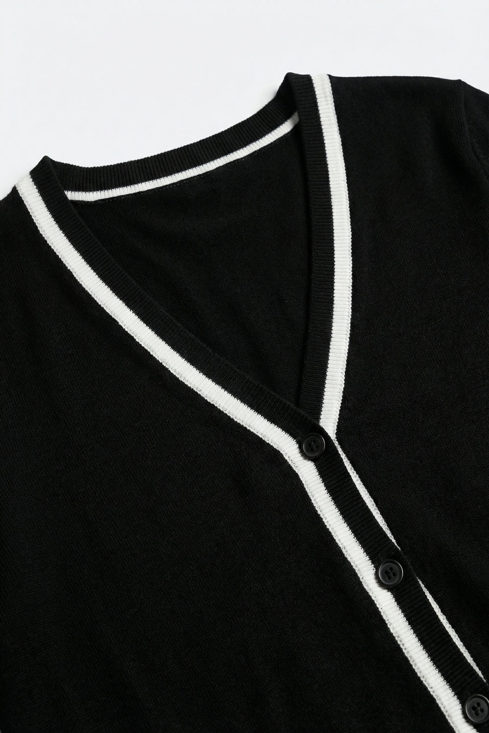 Contour Black Contrast Trim Cardigan