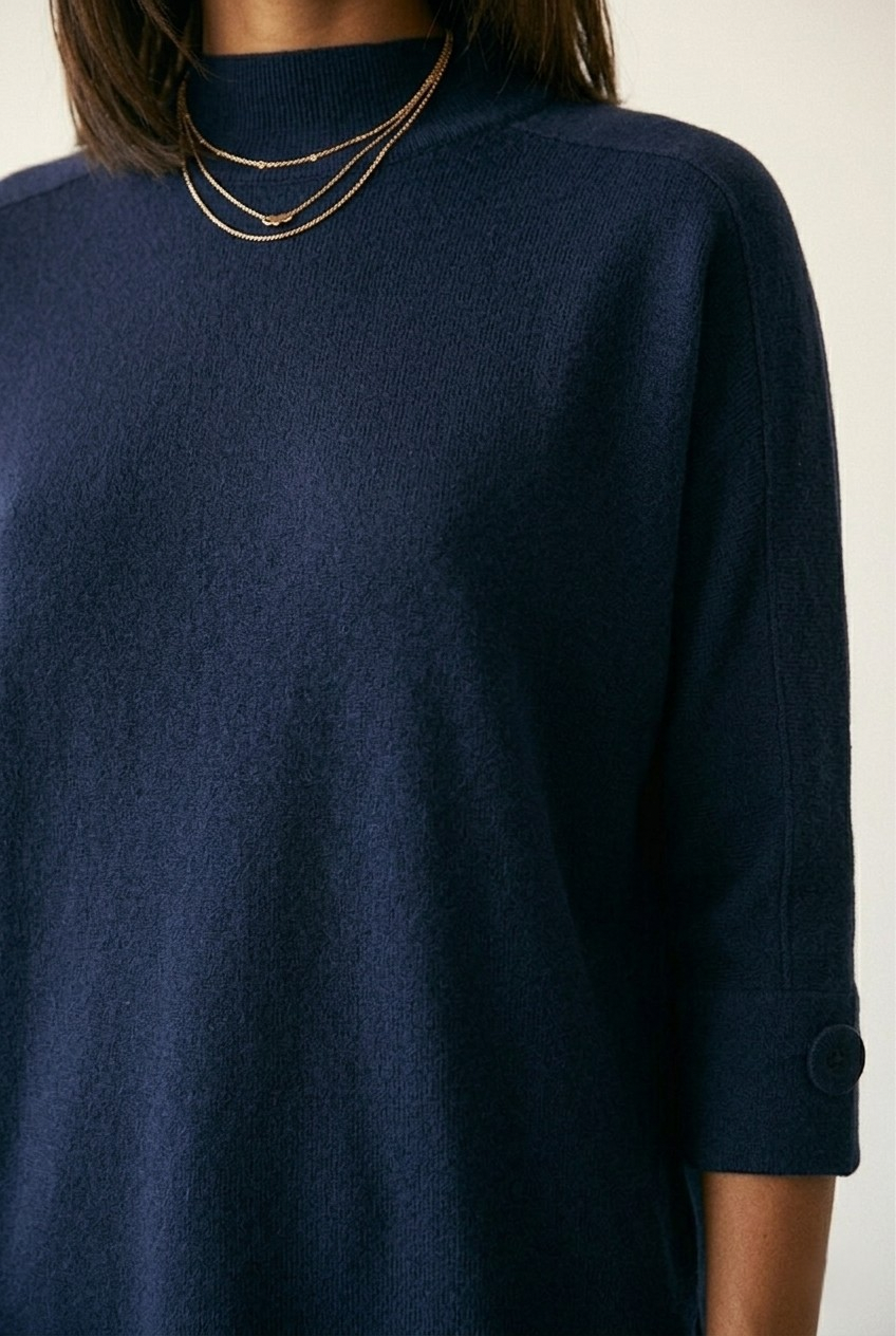 Nacelle Button Sleeve Knit Sweater