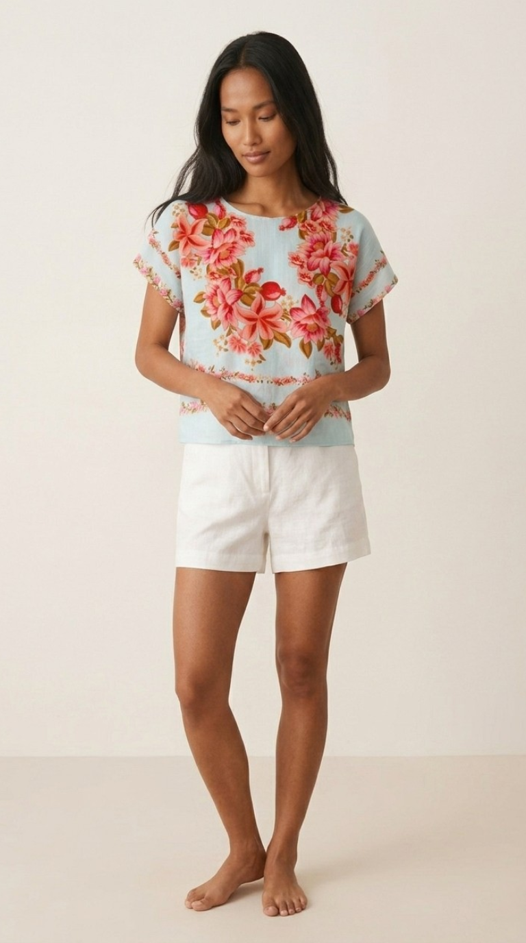 Pivoine Floral Boxy Crop Top