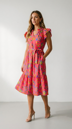 Corail Floral Tea Dress