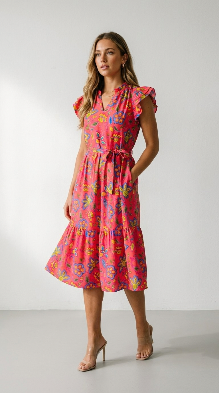 Corail Floral Tea Dress