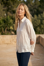 Nacré Satin Button-Down Shirt