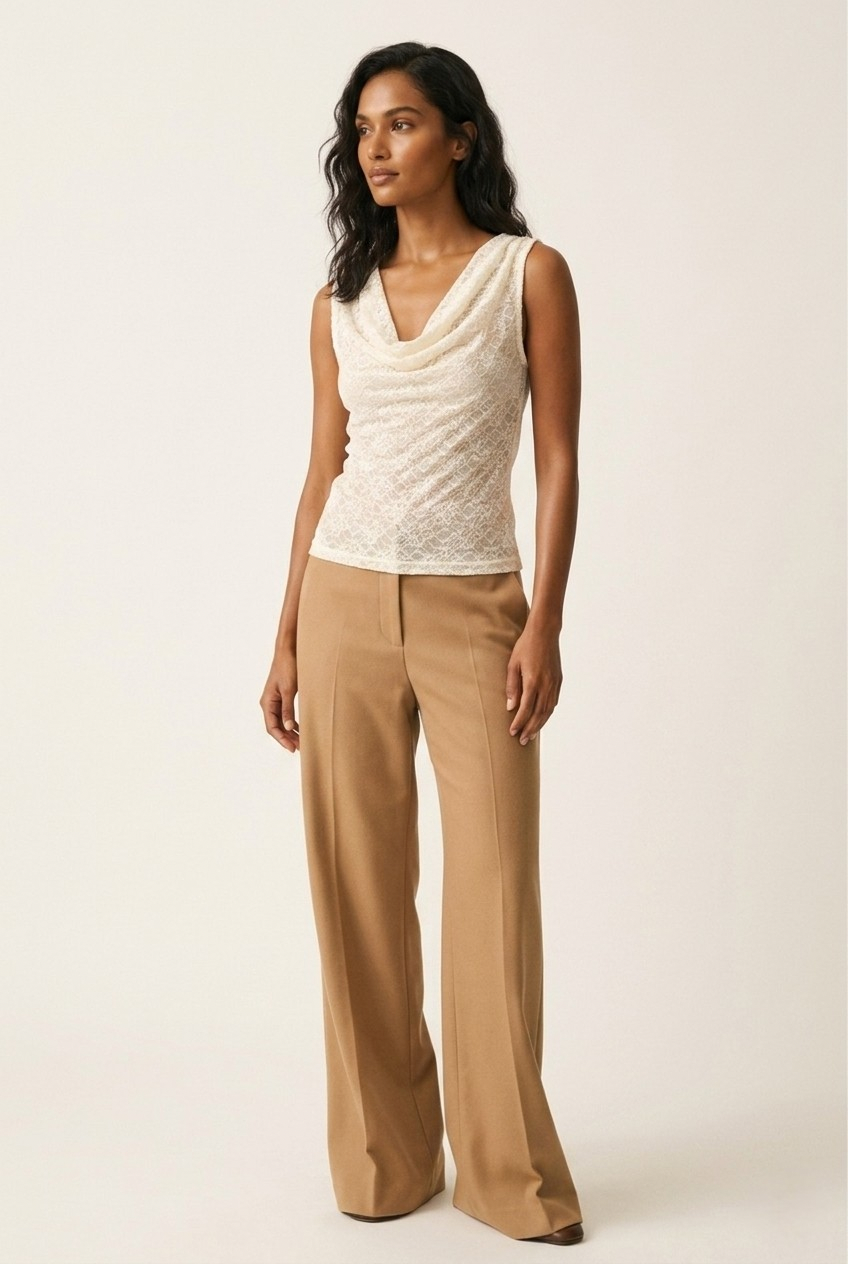 Voile Lace Cowl Tank