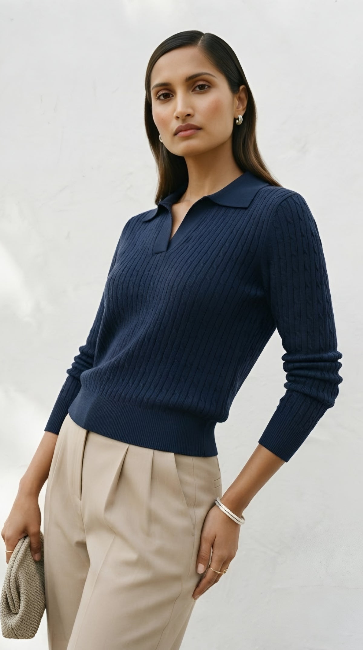 Câble Polo Knit Sweater