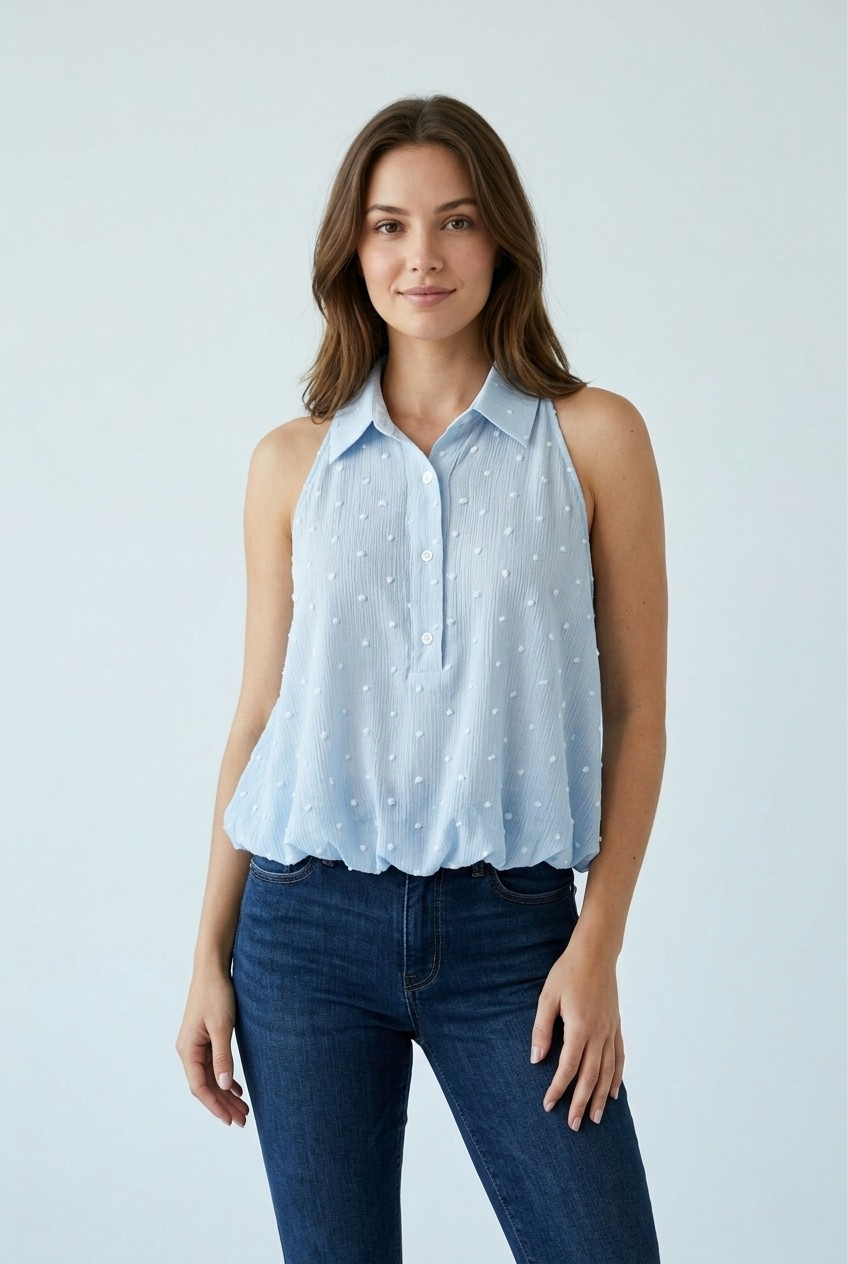 Pluie Swiss Dot Sleeveless Blouse