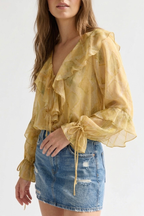 Feuille Ruffled Tie-Front Blouse