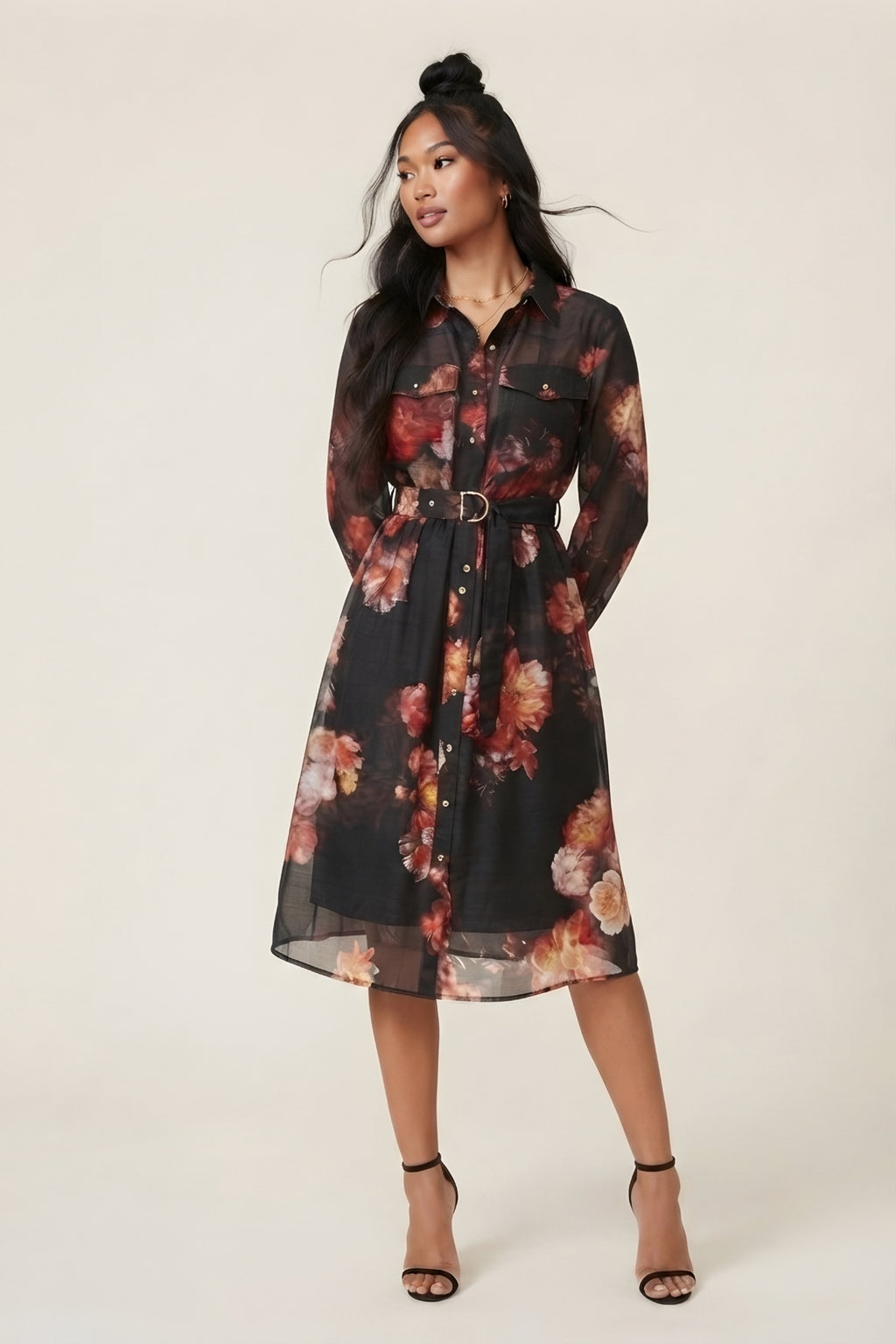 Jardin Floral Midi Shirt Dress