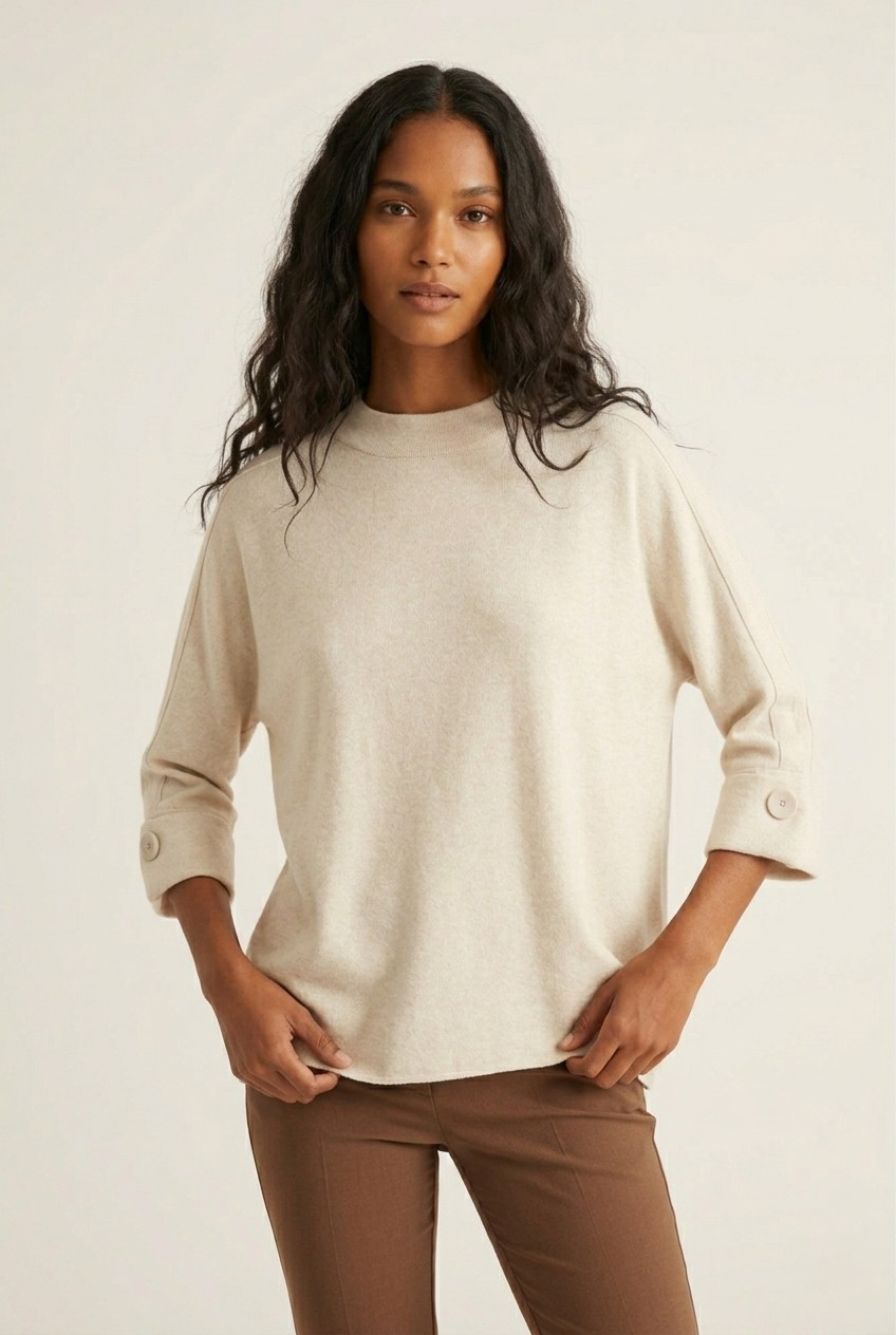 Nacelle Button Sleeve Knit Sweater