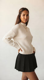Tourelle High Collar Knit Sweater