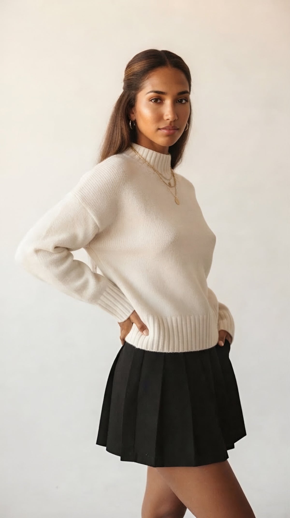 Tourelle High Collar Knit Sweater