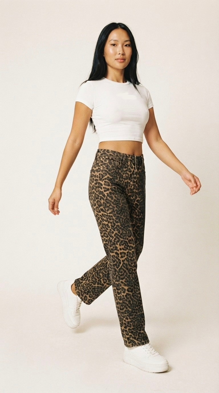 Félin Leopard Straight Leg Jeans