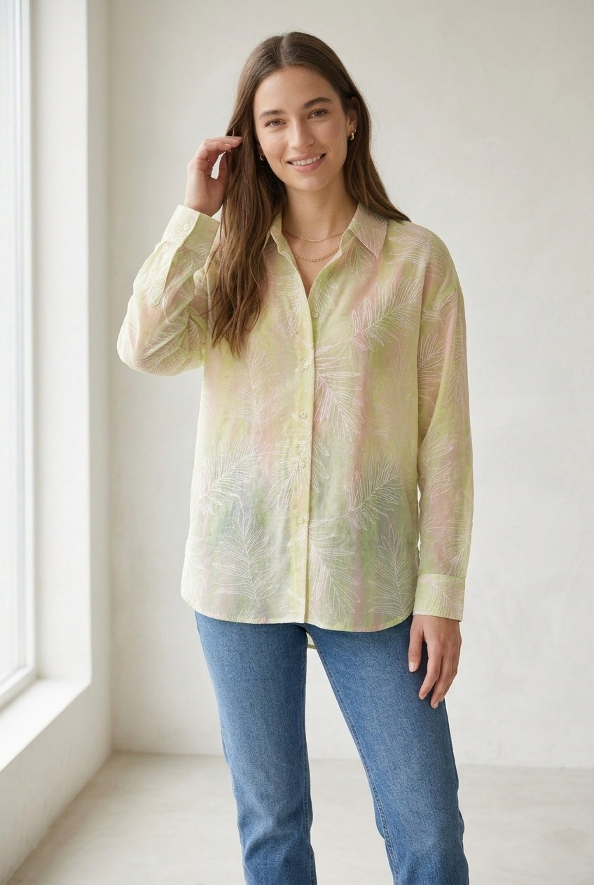 Palmiste Sheer Leaf Print Shirt