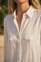 Nacré Satin Button-Down Shirt