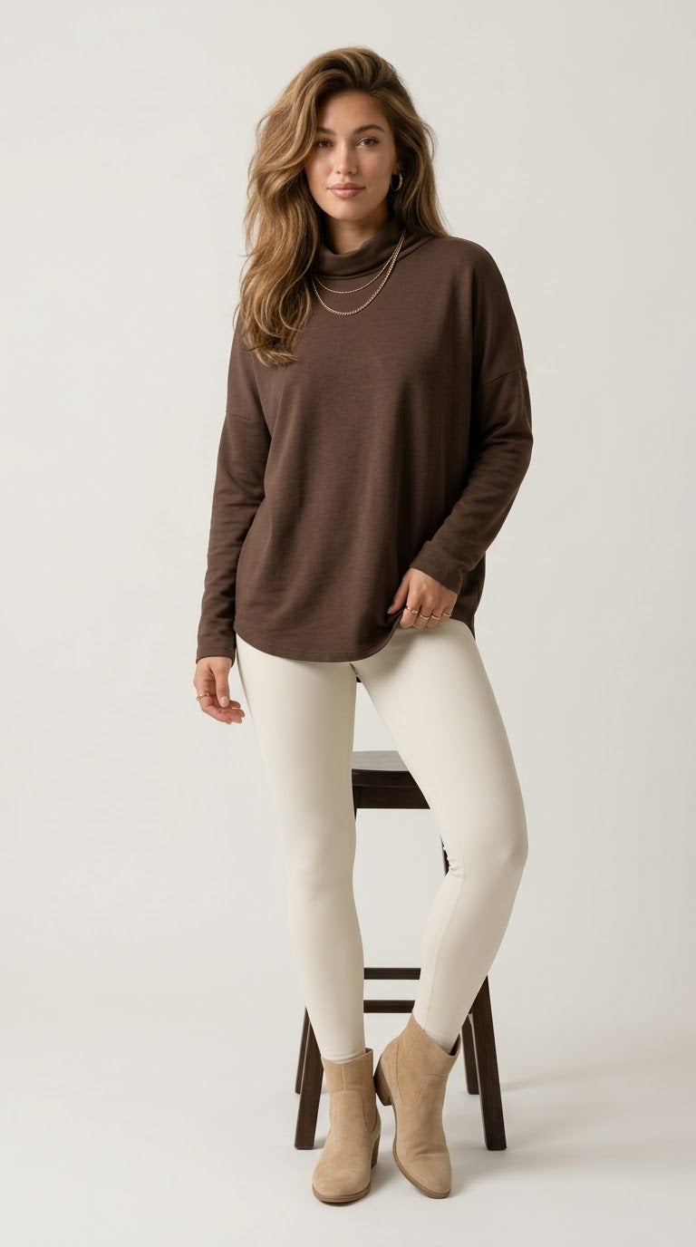 Détente Chocolate Cowl Neck Pullover