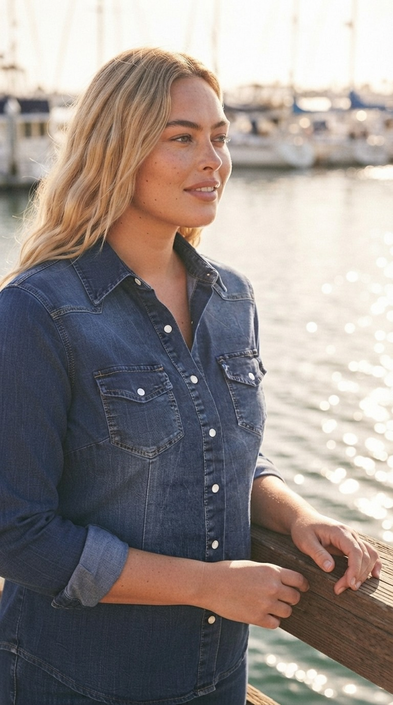 Indigo Denim Button-Up Shirt