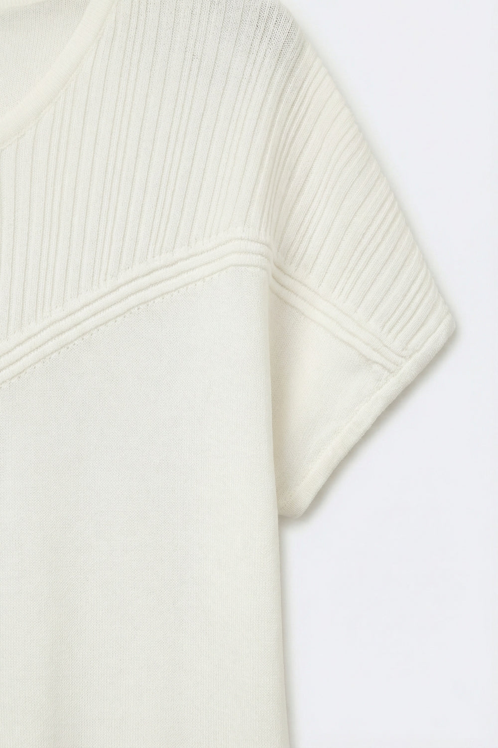 Nervuré White Cap Sleeve Knit Sweater