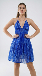 Serpente Halter Babydoll Mini Dress