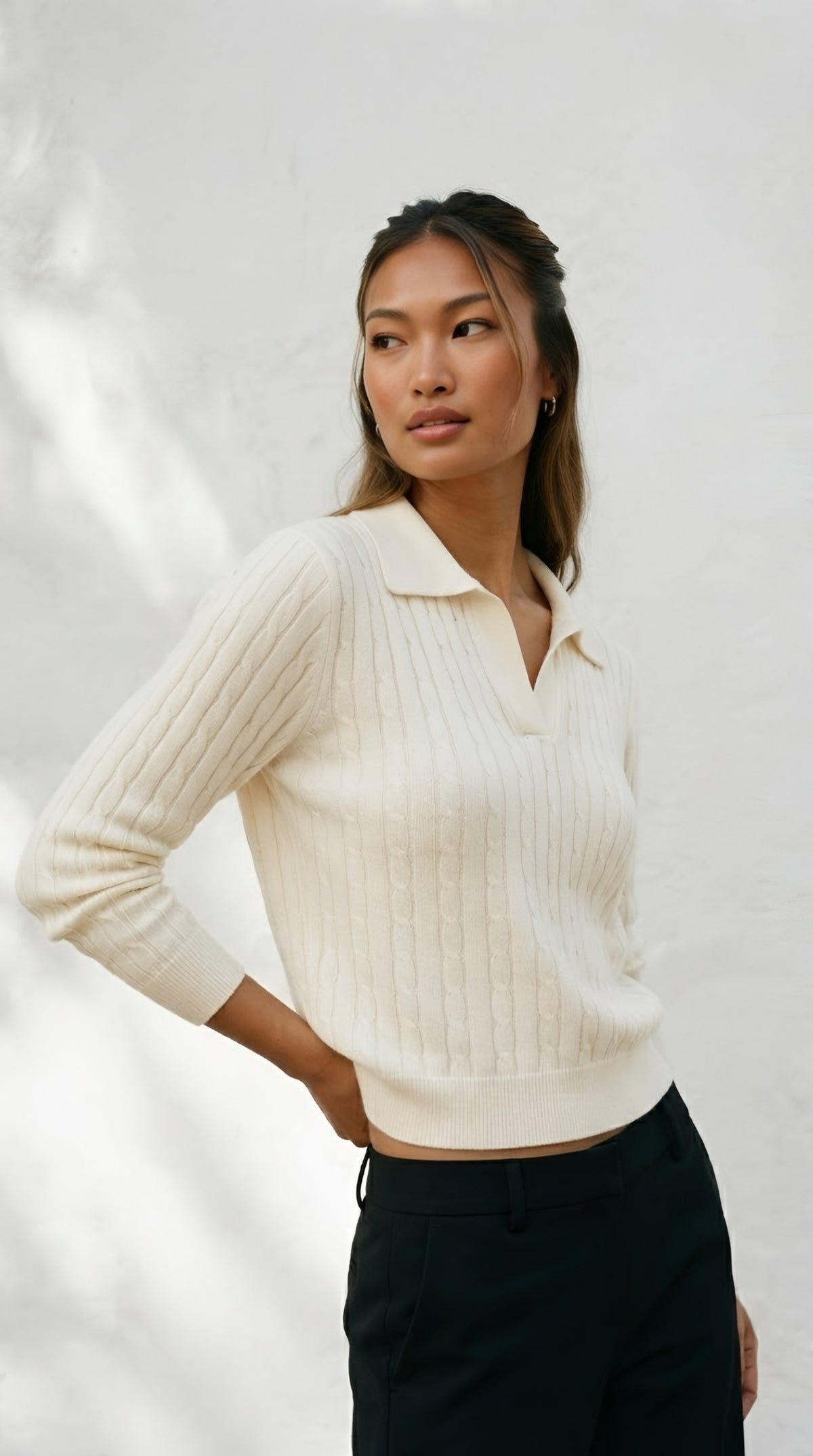 Câble Polo Knit Sweater