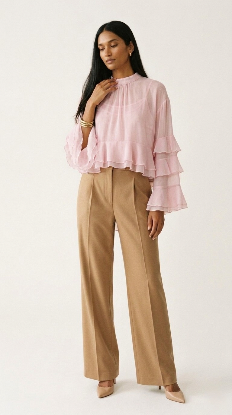 Volière Ruffle Chiffon Blouse