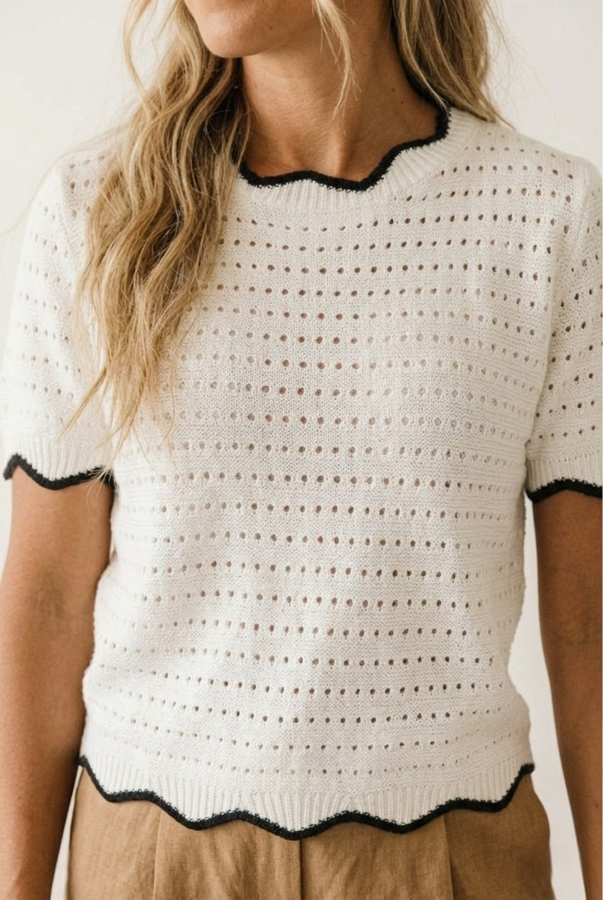 Œillet Contrast Trim Knit Top