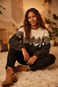 Givre Sequin Colorblock Sweater