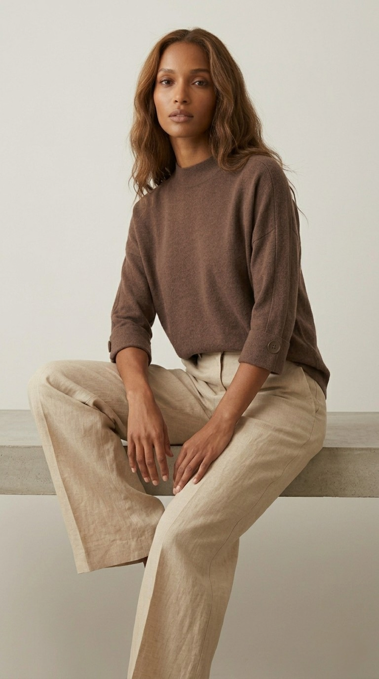 Nacelle Button Sleeve Knit Sweater