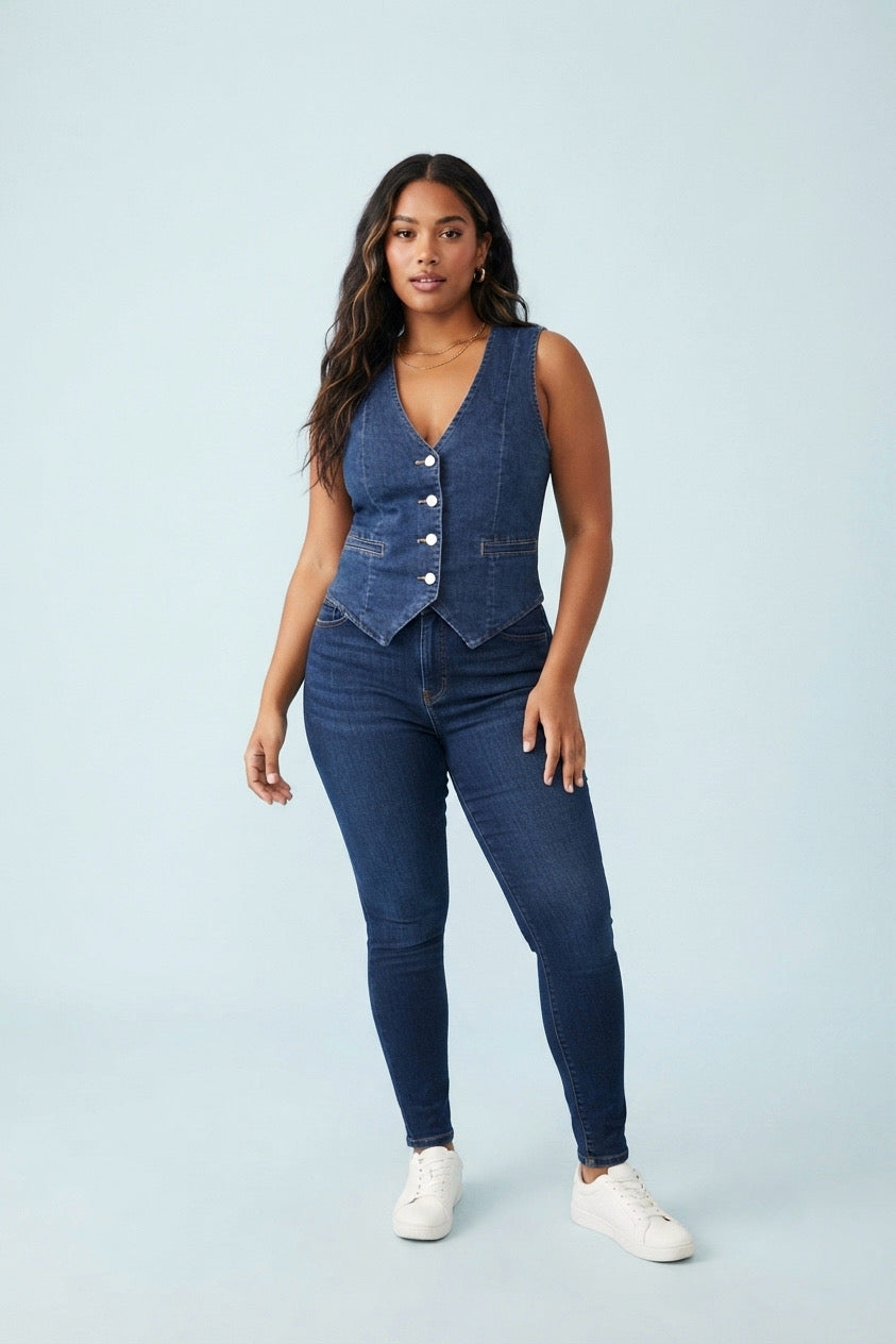 Gilet Dark Wash Denim Vest