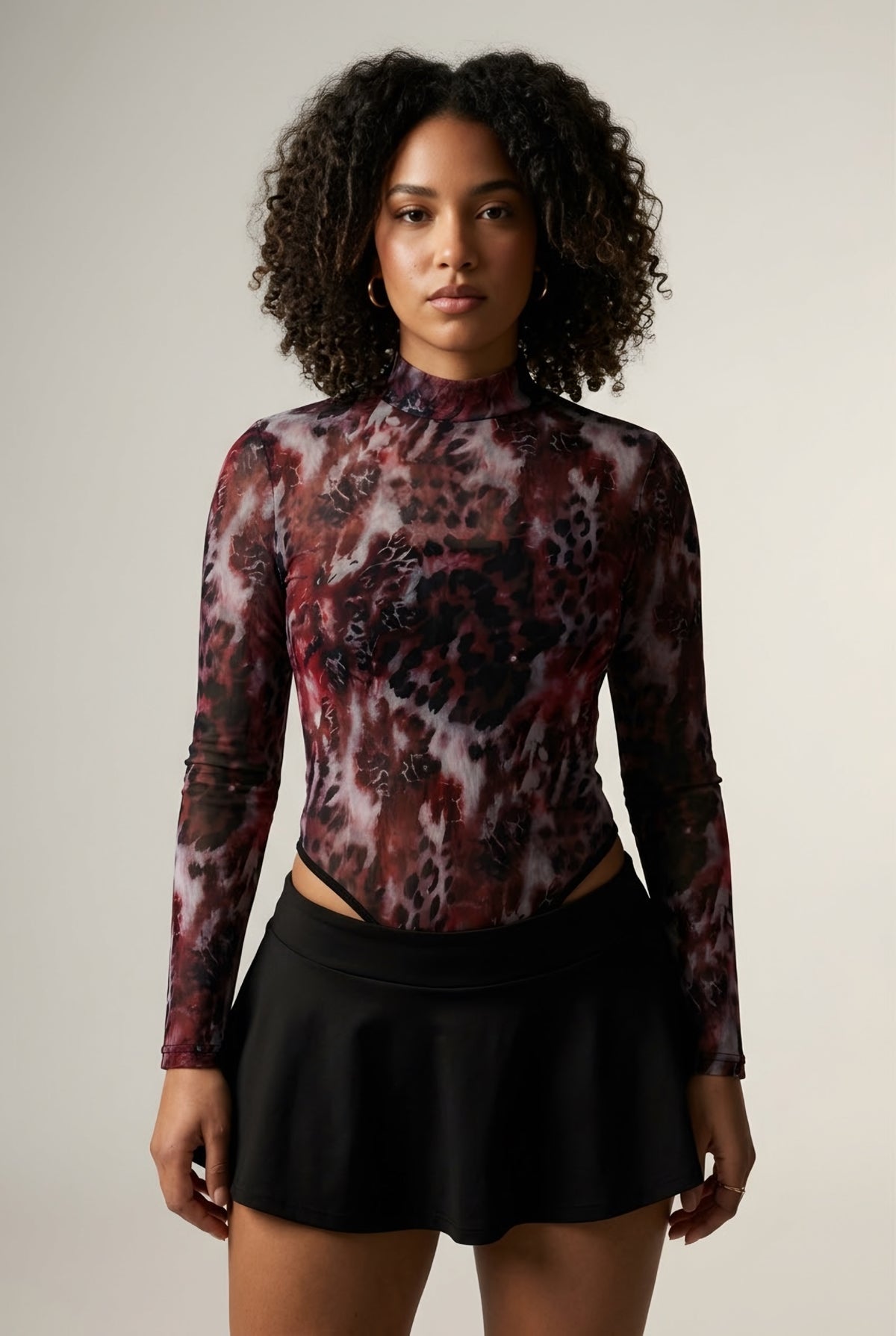 Fauve Animal Print Mesh Bodysuit