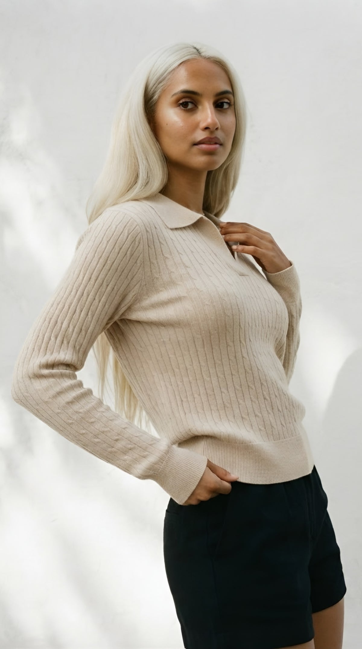 Câble Polo Knit Sweater