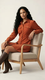 Sillage Corduroy Button-Down Dress