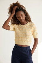 Solstice Herringbone Crop Sweater