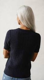Câble Fine Knit Crew Neck