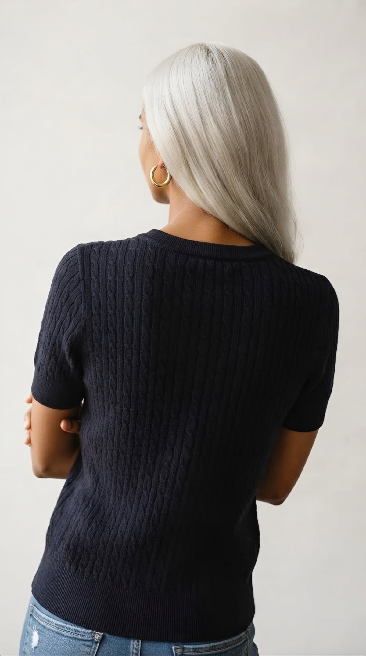 Câble Fine Knit Crew Neck