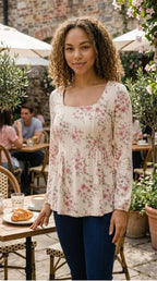 Cerisier Peplum Floral Blouse
